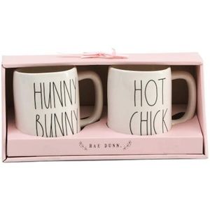 Rae Dunn HUNNY BUNNY & HOT CHICK Mug Set